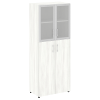 Шкаф высокий широкий (2 средних фасада ЛДСП + 2 низких фасада стекло в раме) Yalta LT.ST-1.7 R снежная патина